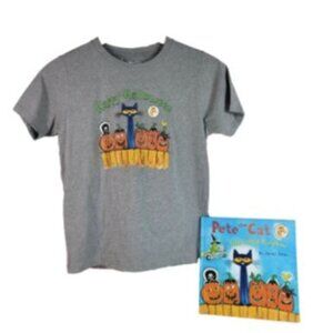 Pete The Cat Halloween T Shirt & Book Set Large Book Five Little Pumpkins Dean